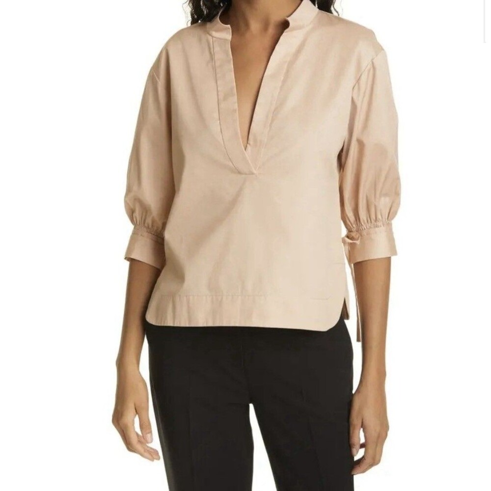 Rebecca Taylor Women’s Stretch Cotton Twill Blouse Top  in Macaron Sz XS